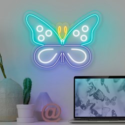 Zeige Details für Neon Blauer Schmetterling Bild von Neon Blauer Schmetterling