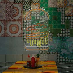 Zeige Details für Neon Lecker Hamburger Bild von Neon Lecker Hamburger