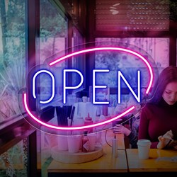 Mostrar detalles de Neón Open Enmarcado Imagen de Neón Open Enmarcado
