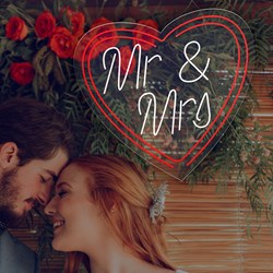 Zeige Details für Neon für Hochzeit "Mr and Mrs" Bild von Neon für Hochzeit "Mr and Mrs"