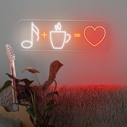 Mostrar detalles de Neón "Coffee + Music = Love" Imagen de Neón "Coffee + Music = Love"