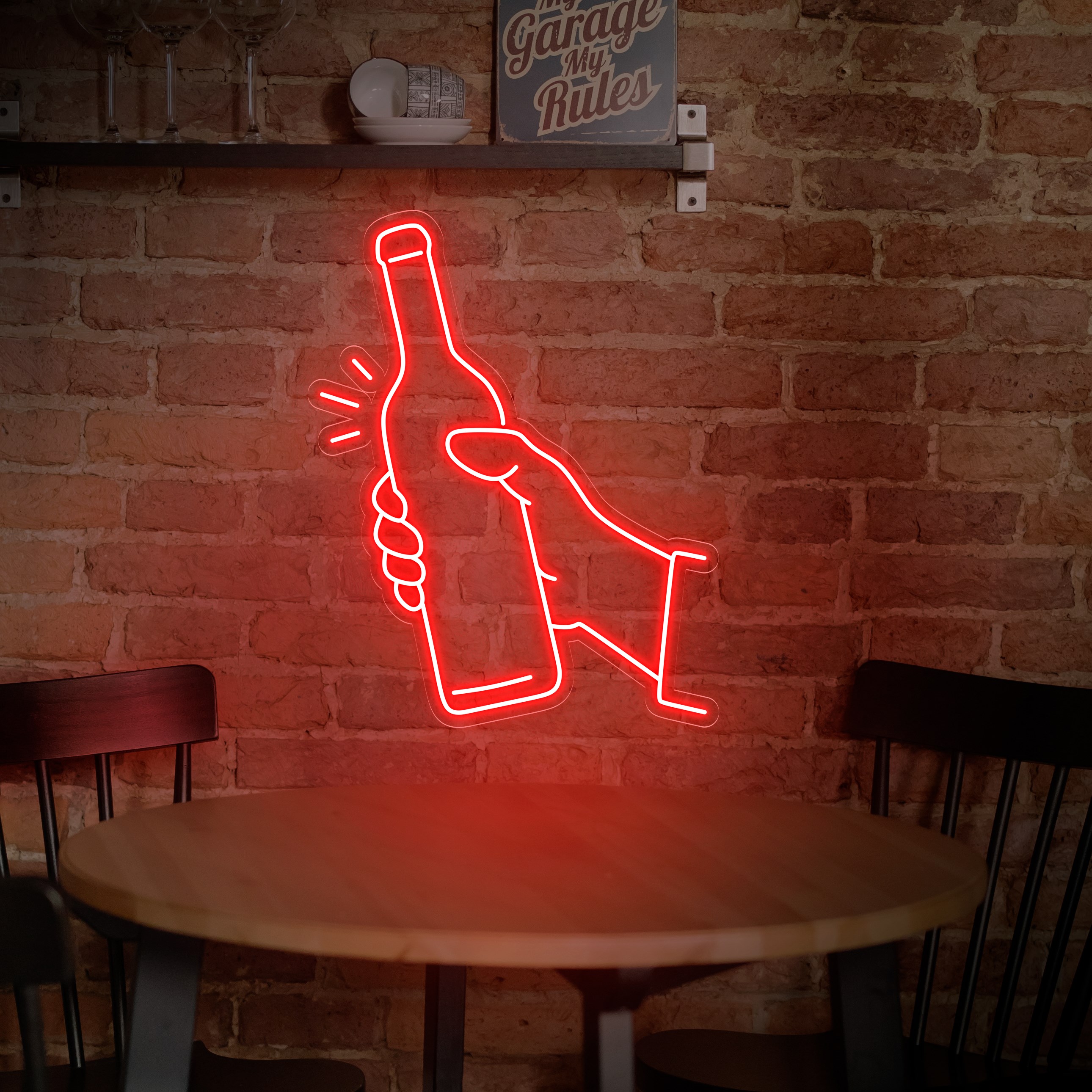 Bild von Neon Flasche Wein
