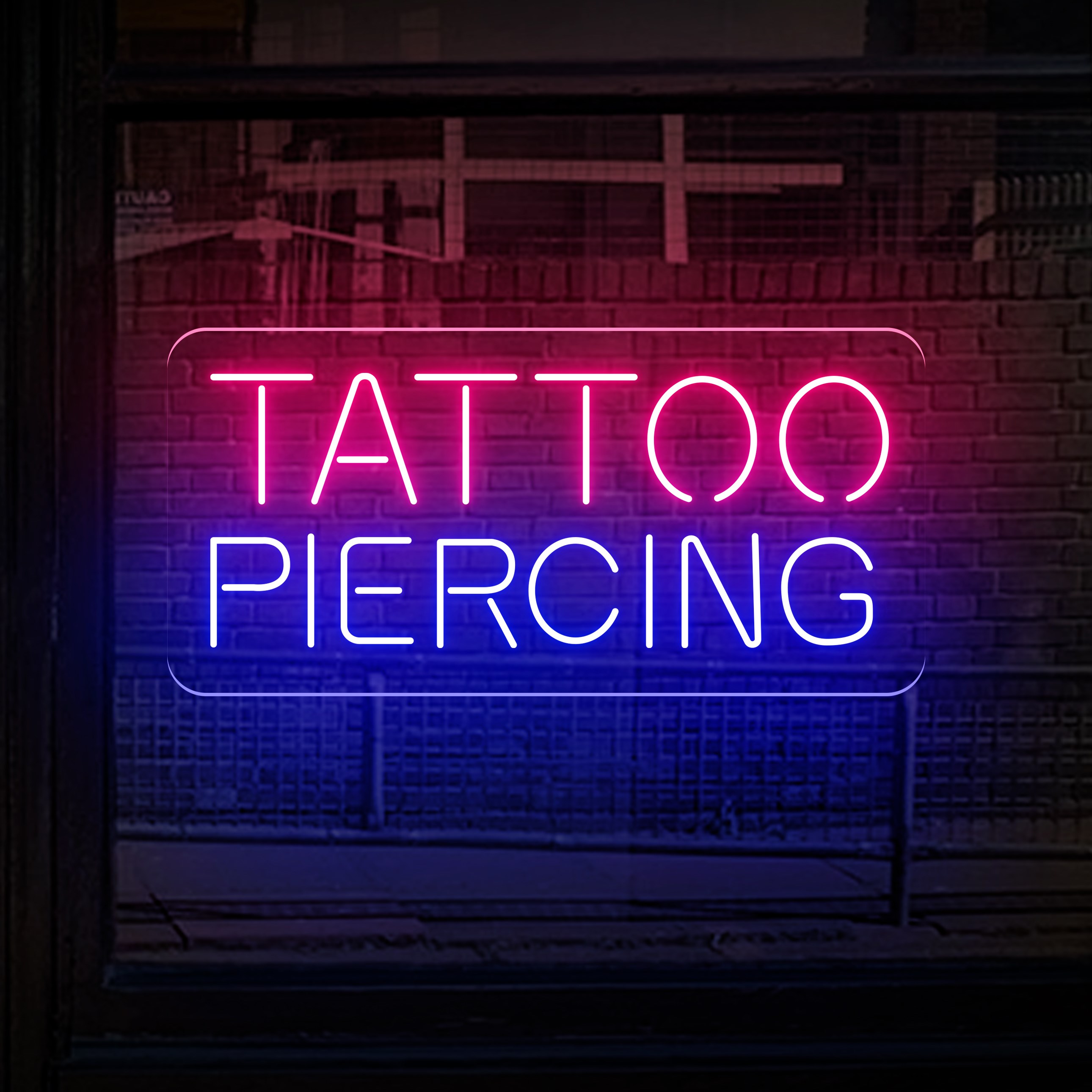 Tattoo studio logo in a neon style neon sign emblem a symbol of mans  heart is pierced by the sword bright billboards  CanStock